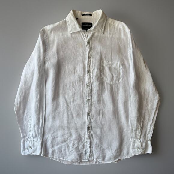 Rodd & Gunn Linen Shirt XL White Collared Button Up Minimalist New York Party - Picture 1 of 10